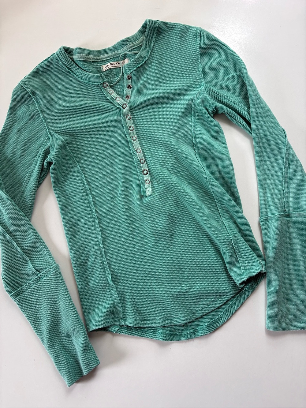 Free People Nailed It Henley Thermal Long Sleeve Medium